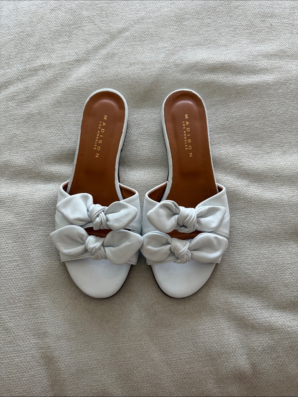 Stunning White Leather Sandals by Madison Los Angeles - 37.5
